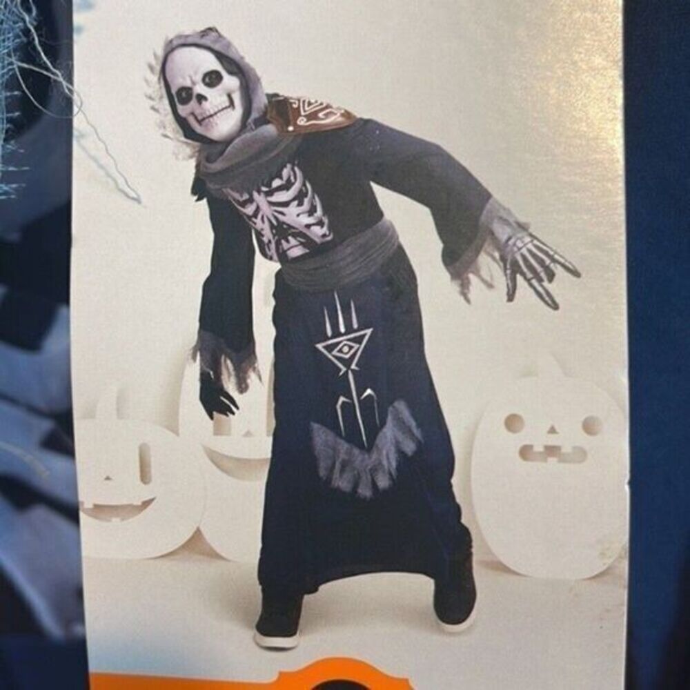 Hyde & Eek Kid's spirit Reaper Skeleton Ghoul Halloween Costumeโ Size M 7/8